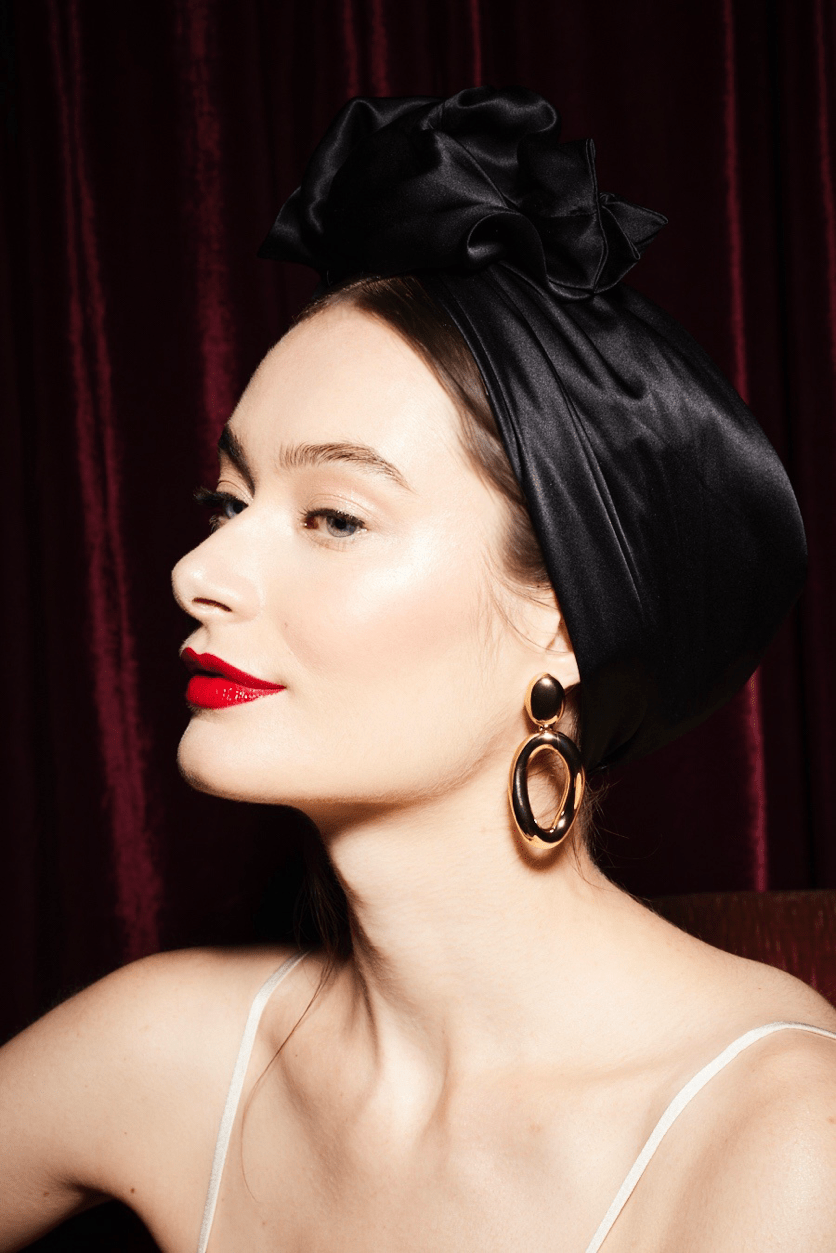 Turbans femme fil métal - AFRICAINE SOIE - NOIR - Indira de paris