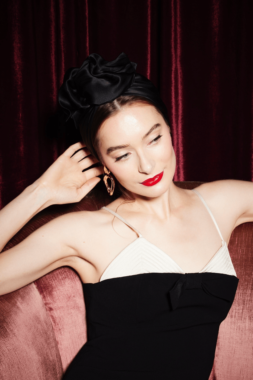 Turbans femme fil métal - AFRICAINE SOIE - NOIR - Indira de paris