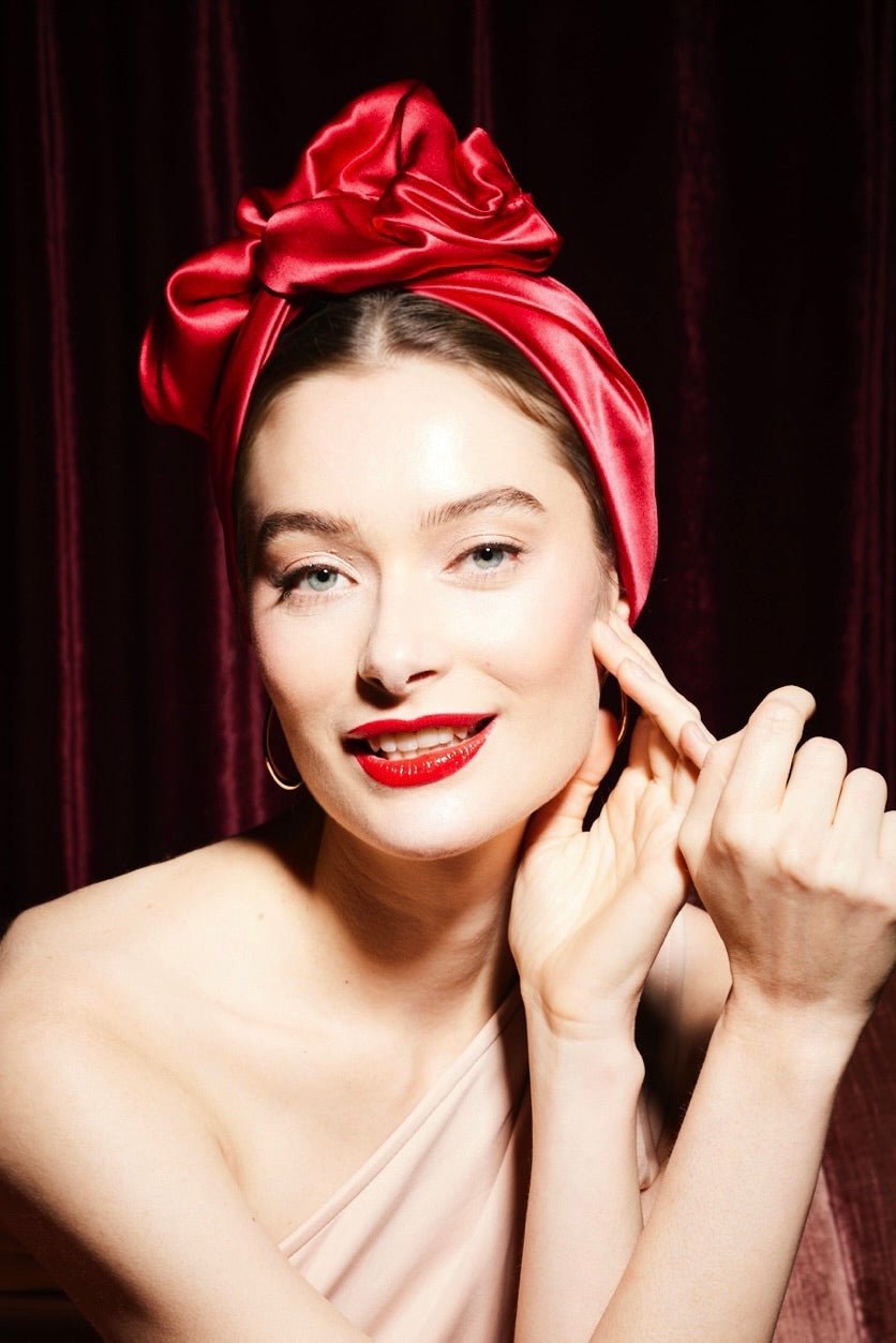 Turbans femme fil métal - AFRICAINE SOIE - RUBIS - Indira de paris