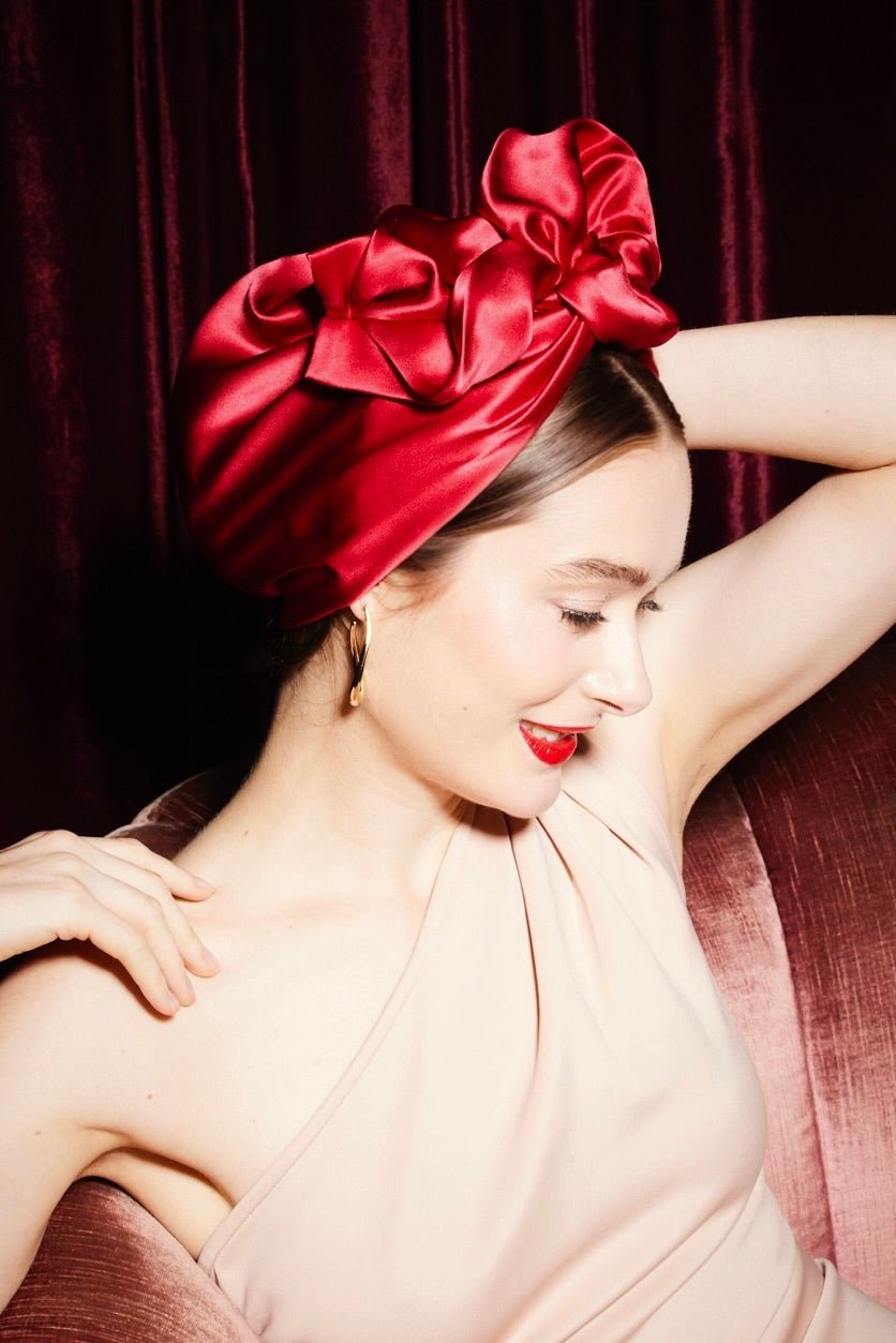 Turbans femme fil métal - AFRICAINE SOIE - RUBIS - Indira de paris