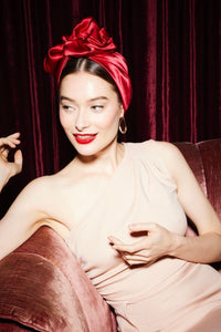 Turbans femme fil métal - AFRICAINE SOIE - RUBIS - Indira de paris