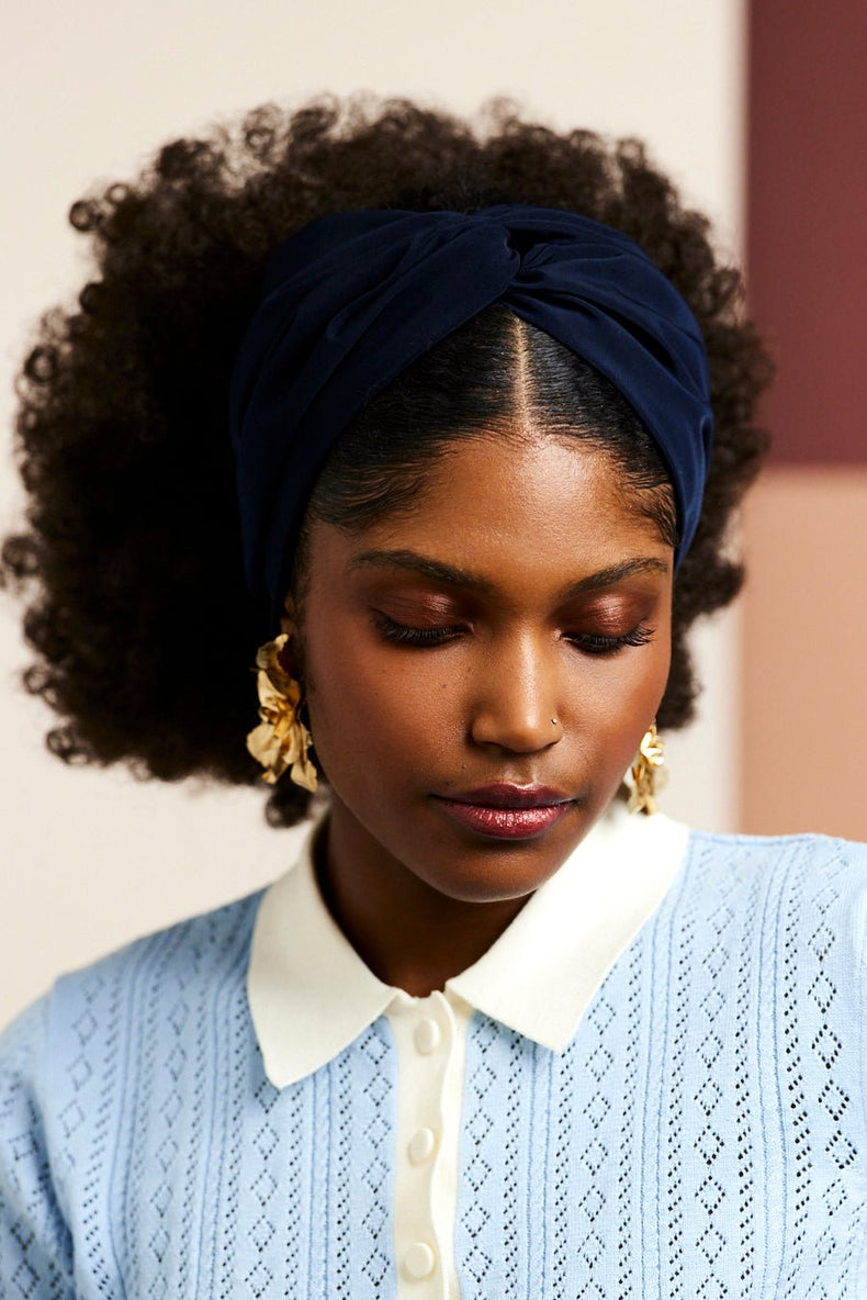 Bandeau cheveux femme - BANDEAU - Californienne Bleu Nuit - Indira de paris