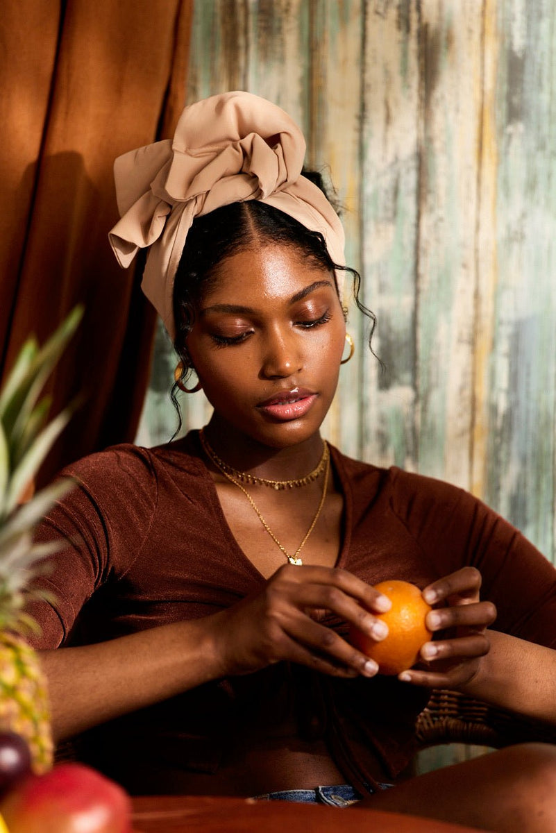 Women's hair bands with metal rods - Beige – Indira de paris