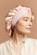 Bonnet de nuit en soie - BONNET DE NUIT EN SOIE CHAMPAGNE - Indira de paris