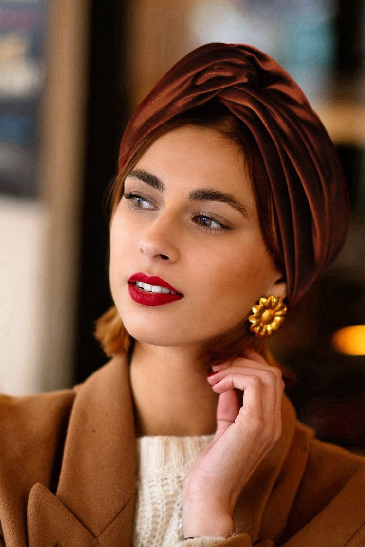 Bonnets Femme - BONNET VELOURS TERRACOTTA - Indira de paris