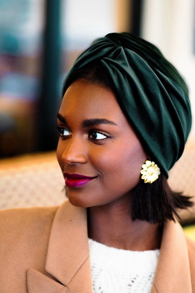 Bonnets Femme - BONNET VELOURS VERT - Indira de paris
