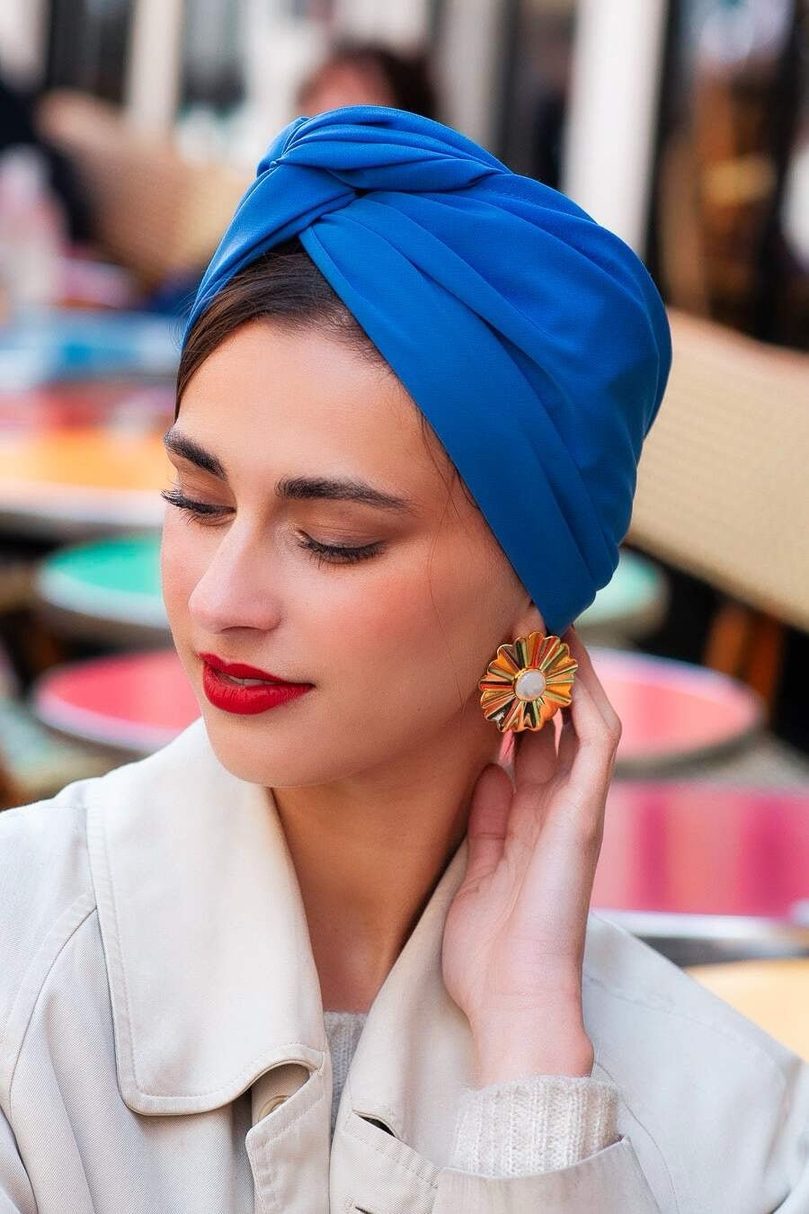 Turbans femme modulable - CUBAINE BLEU FRANCE - Indira de paris