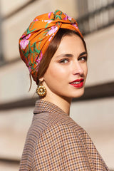 Turbans femme modulable - CUBAINE INDRA ORANGE - Indira de paris