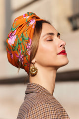 Turbans femme modulable - CUBAINE INDRA ORANGE - Indira de paris