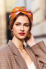 Turbans femme modulable - CUBAINE INDRA ORANGE - Indira de paris