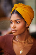 Turbans femme modulable - CUBAINE MOUTARDE - Indira de paris