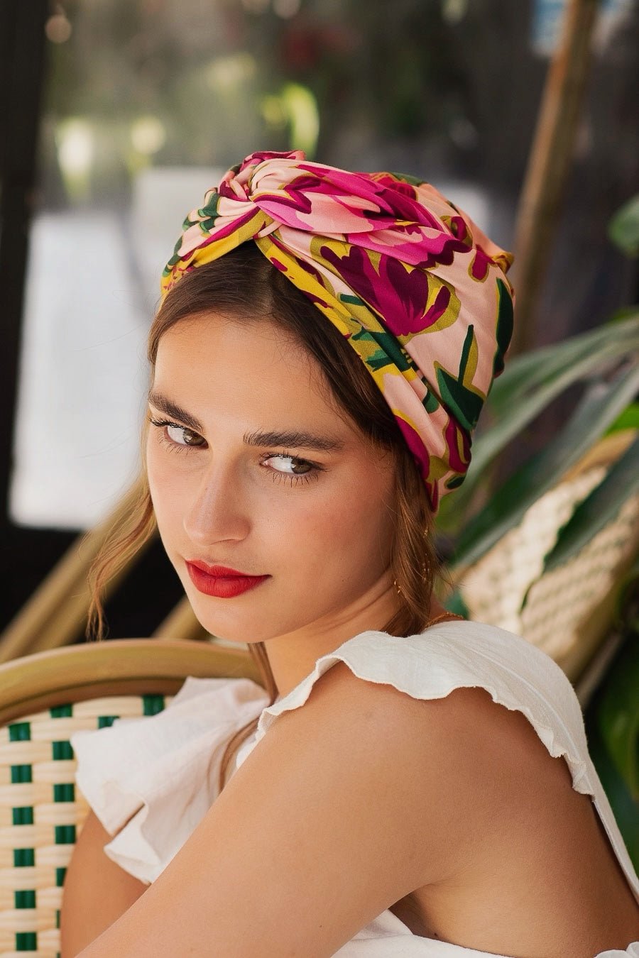 Easy to tie turban - Pink and Green Flowers – Indira de paris