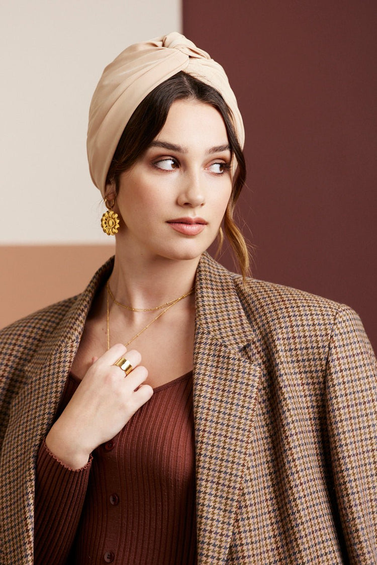 Turbans femme modulable - CUBAINE SABLE - Indira de paris