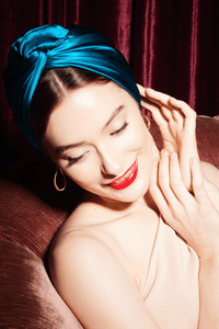 Turbans femme modulable - CUBAINE SOIE - BLEU CANARD - Indira de paris