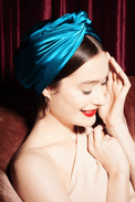 Turbans femme modulable - CUBAINE SOIE - BLEU CANARD - Indira de paris