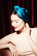 Turbans femme modulable - CUBAINE SOIE - BLEU CANARD - Indira de paris