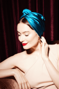 Turbans femme modulable - CUBAINE SOIE - BLEU CANARD - Indira de paris