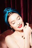 Turbans femme modulable - CUBAINE SOIE - BLEU CANARD - Indira de paris