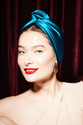 Turbans femme modulable - CUBAINE SOIE - BLEU CANARD - Indira de paris