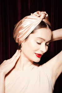 Turbans femme modulable - CUBAINE SOIE - CHAMPAGNE - Indira de paris