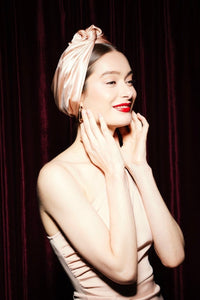 Turbans femme modulable - CUBAINE SOIE - CHAMPAGNE - Indira de paris