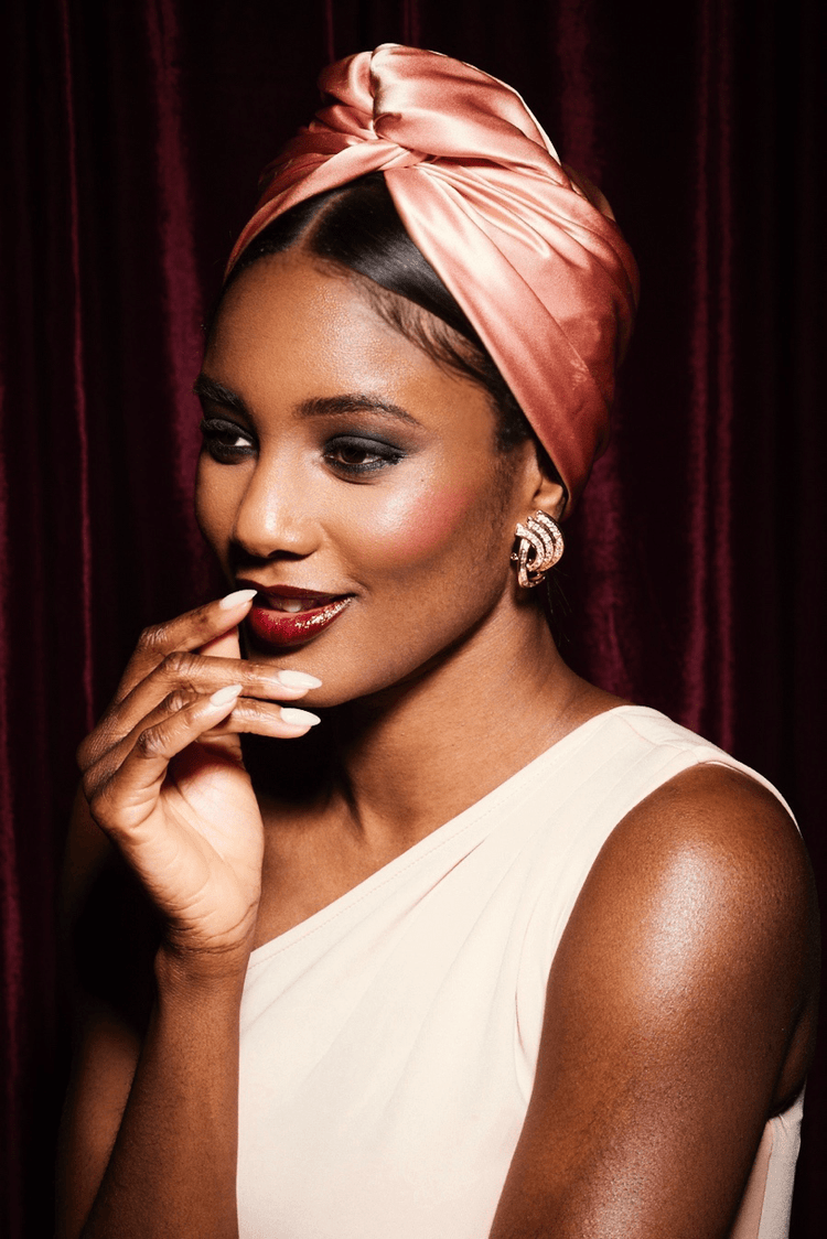 Turbans femme modulable - CUBAINE SOIE - CORAIL - Indira de paris