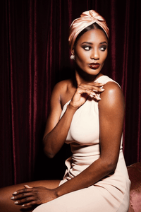 Turbans femme modulable - CUBAINE SOIE - CORAIL - Indira de paris