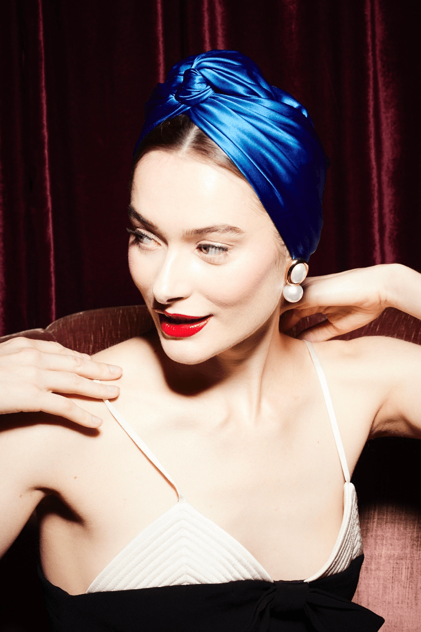 Turbans femme modulable - CUBAINE SOIE - ELECTRIQUE - Indira de paris