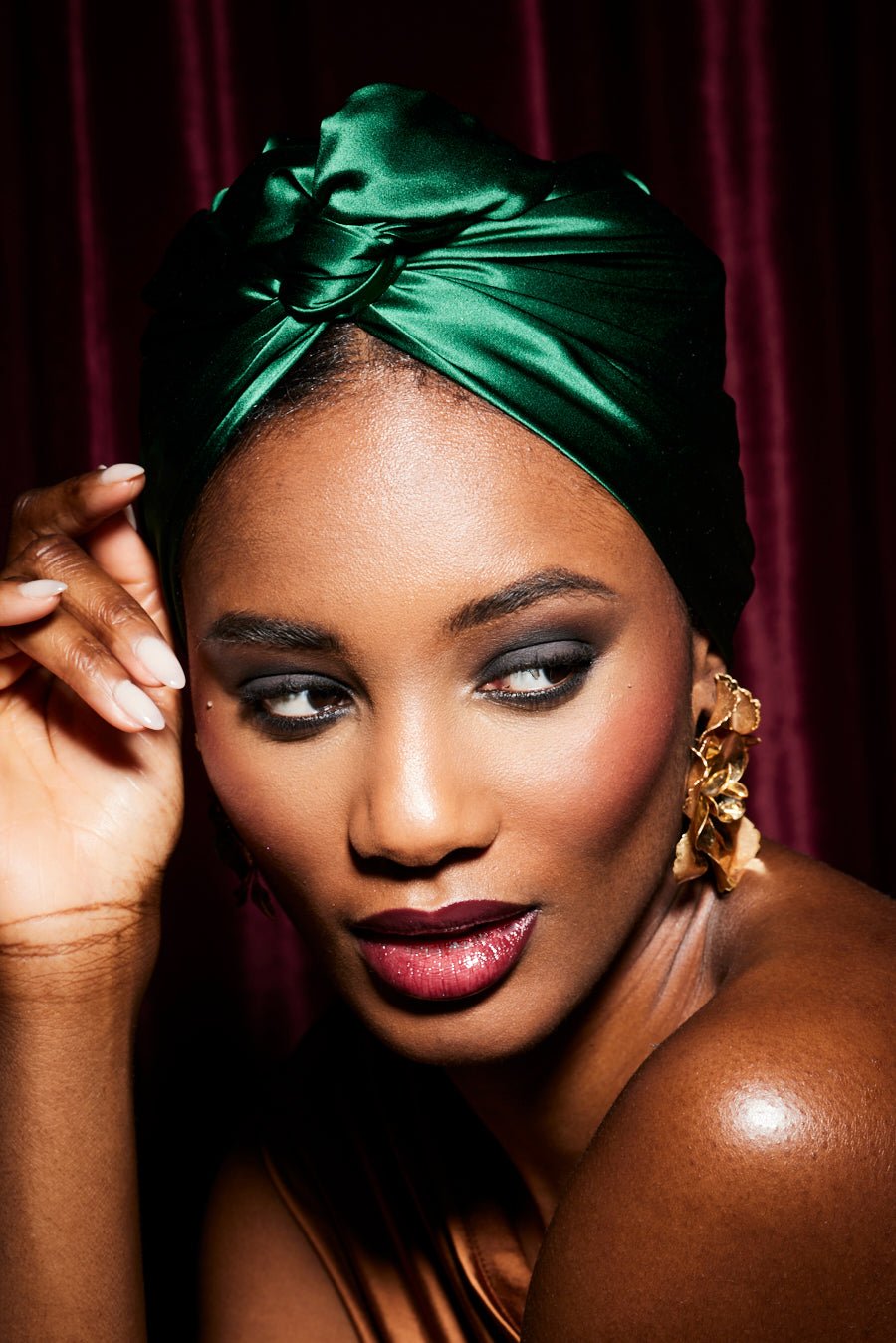 Turbans femme modulable - CUBAINE SOIE - EMERAUDE - Indira de paris