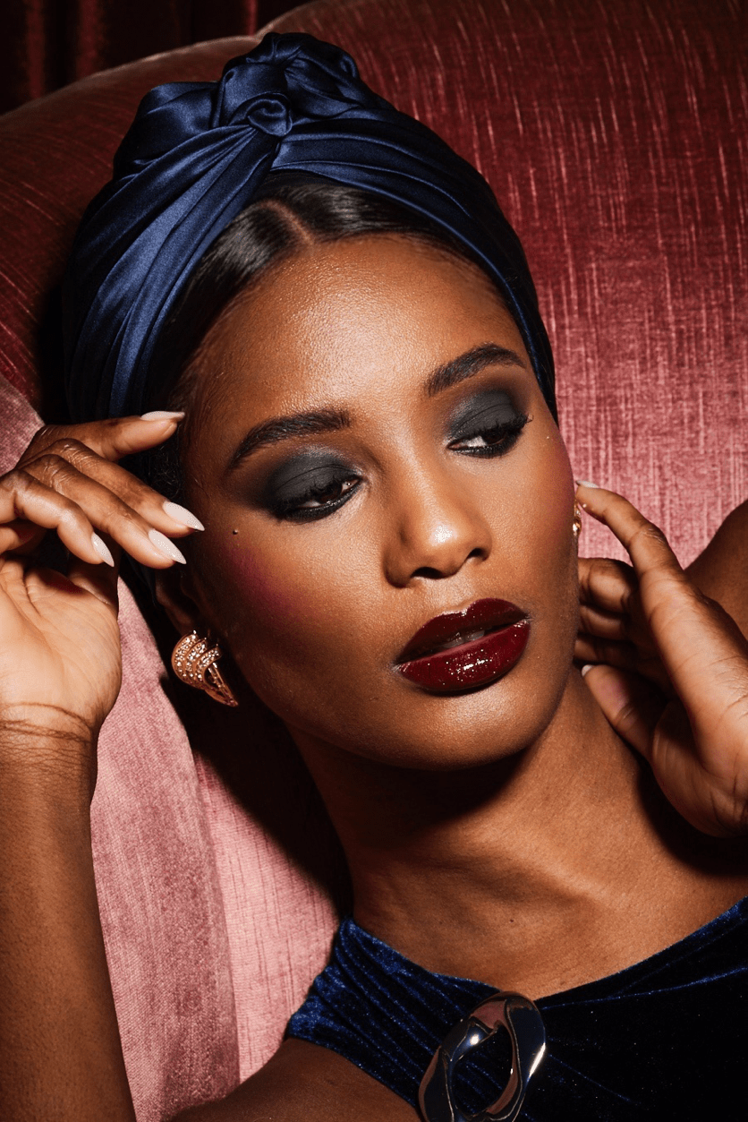 Turbans femme modulable - CUBAINE SOIE - MARINE - Indira de paris