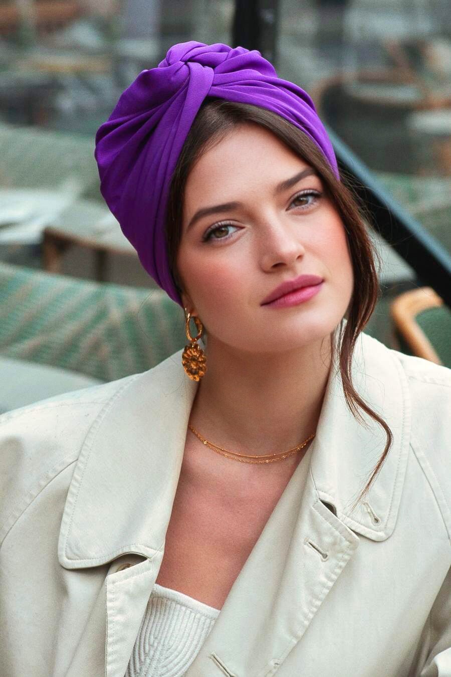 Turbans femme modulable - CUBAINE ULTRA VIOLET - Indira de paris