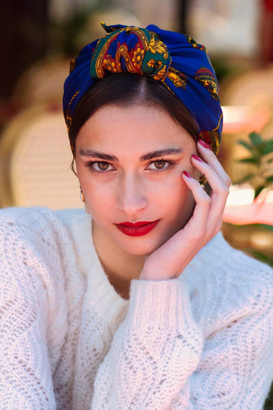 Foulard cheveux femme-Foulard cheveux - La parisienne - ALICE BLEU- Indira de paris