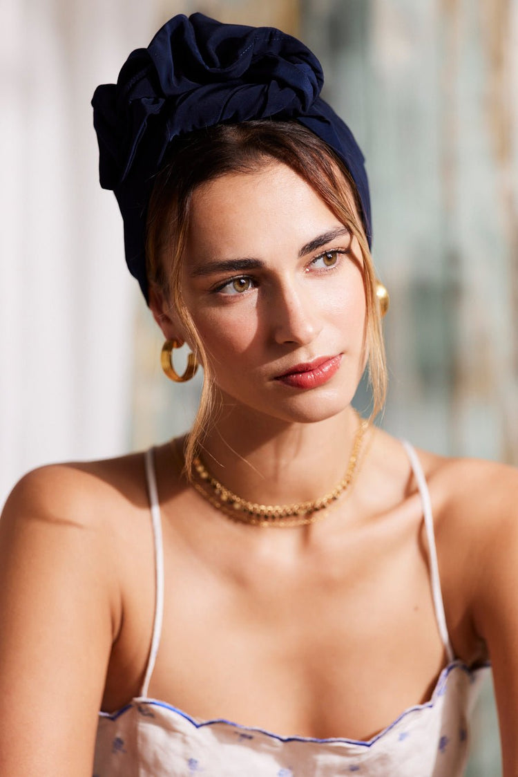 Bandeau cheveux femme fil métal - HEADBAND FLEXIBLE - Flexband Bleu nuit - Indira de paris