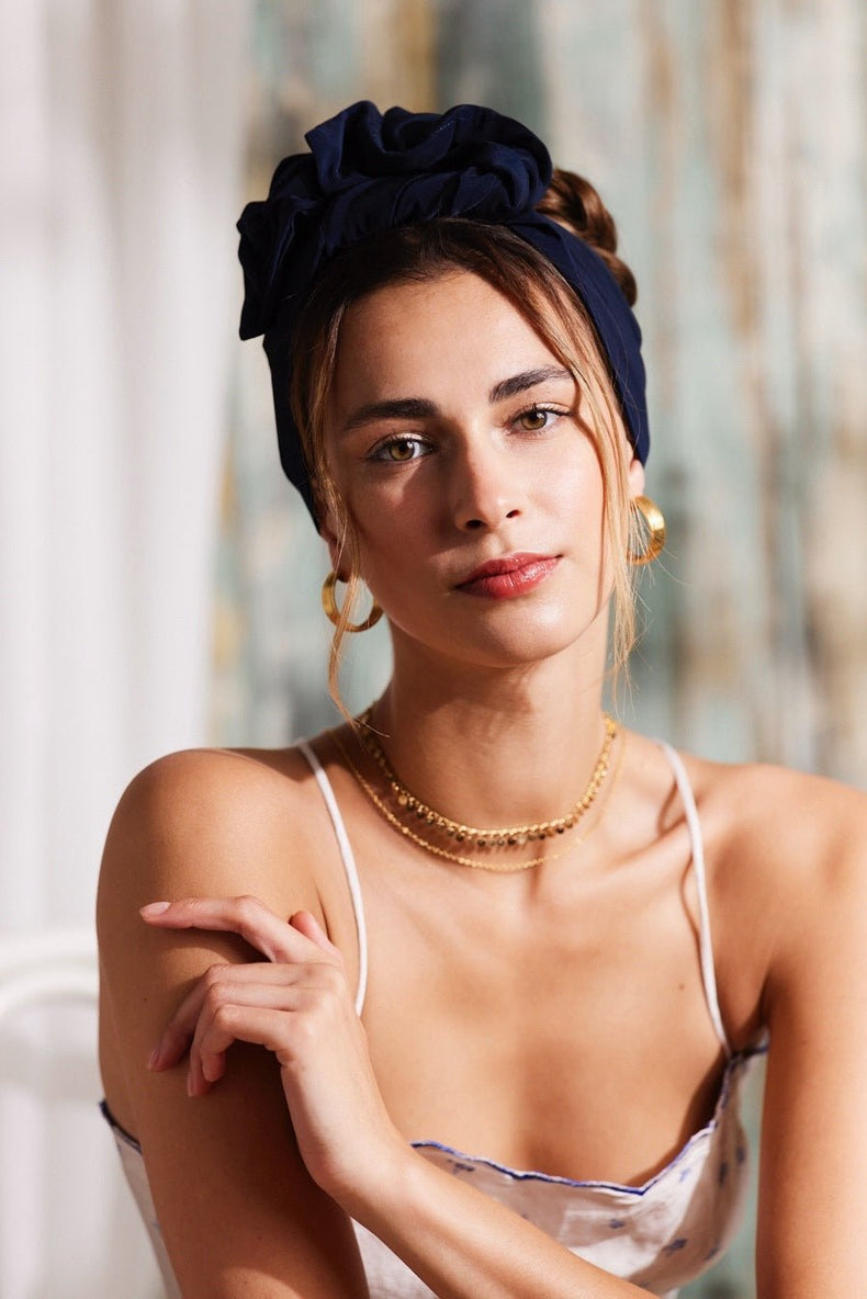 Bandeau cheveux femme fil métal - HEADBAND FLEXIBLE - Flexband Bleu nuit - Indira de paris