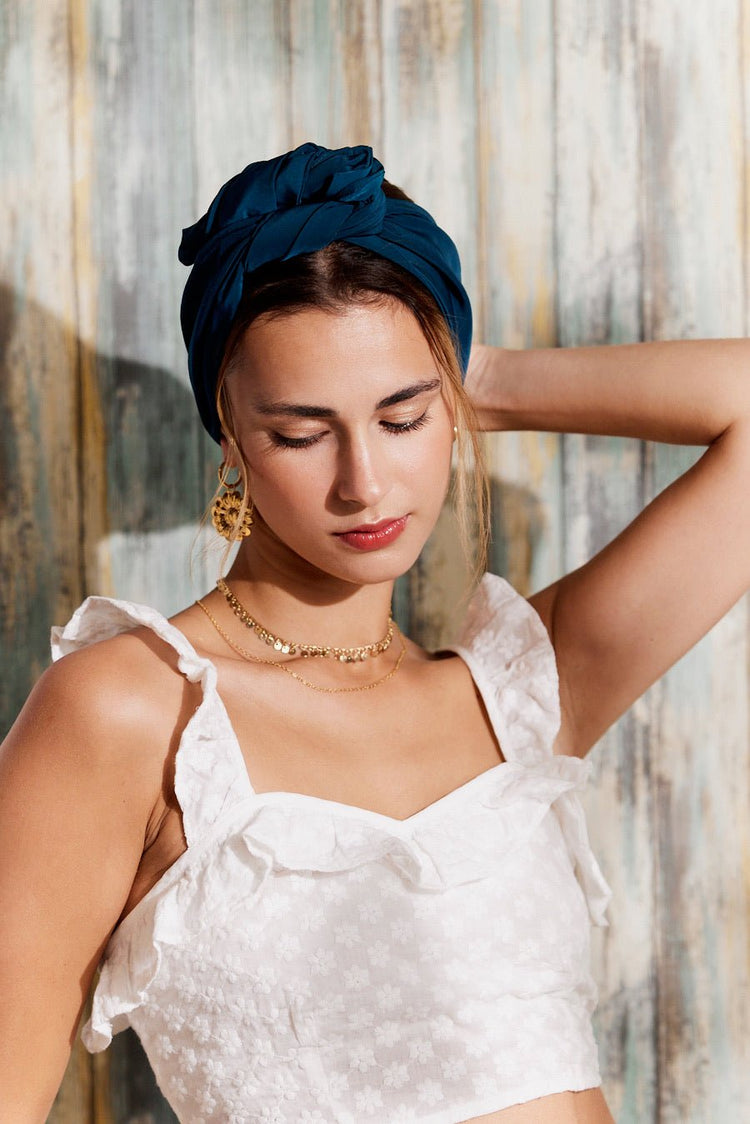 Bandeau cheveux femme fil métal - HEADBAND FLEXIBLE - Flexband BLEU PERSAN - Indira de paris