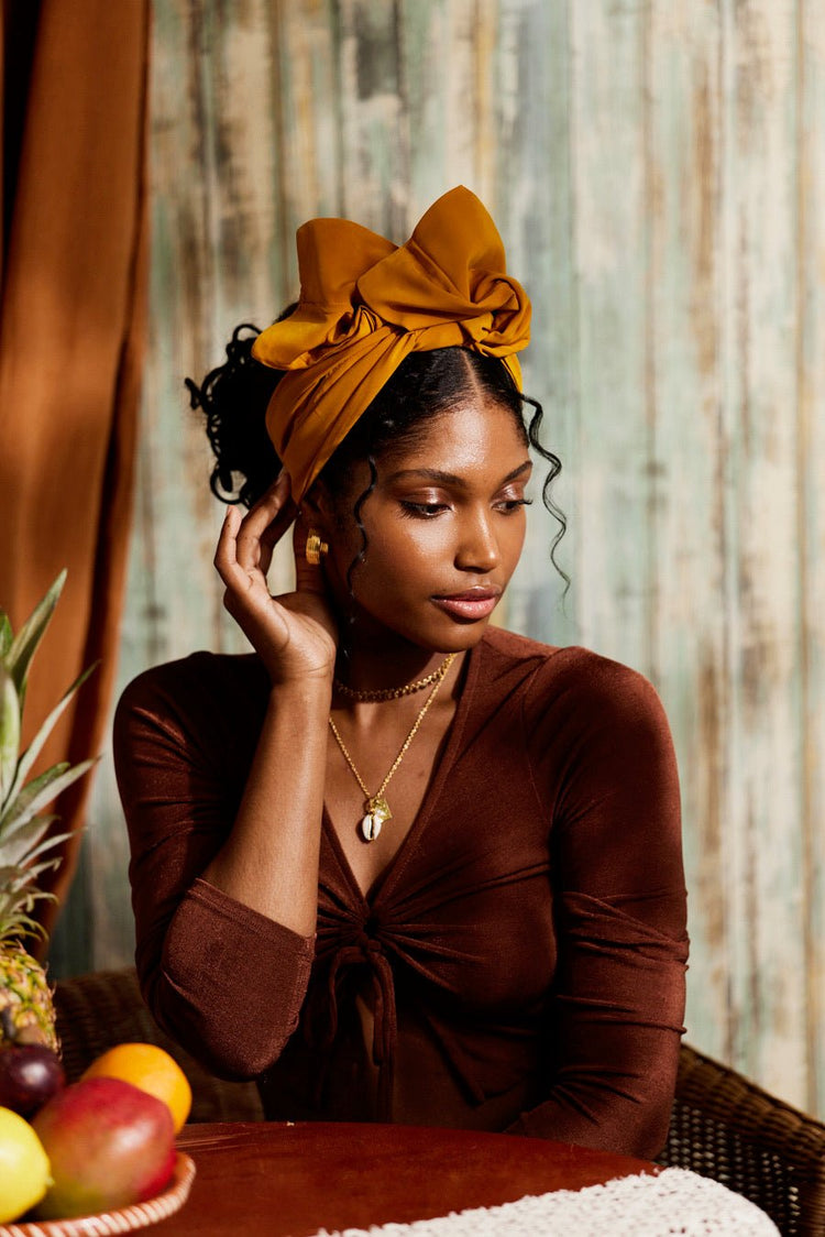 Bandeau cheveux femme fil métal - HEADBAND FLEXIBLE - Flexband Moutarde - Indira de paris