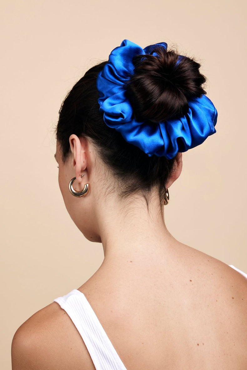 Chouchou-MAXI CHOUCHOU SOIE - BLEU ELECTRIQUE- Indira de paris