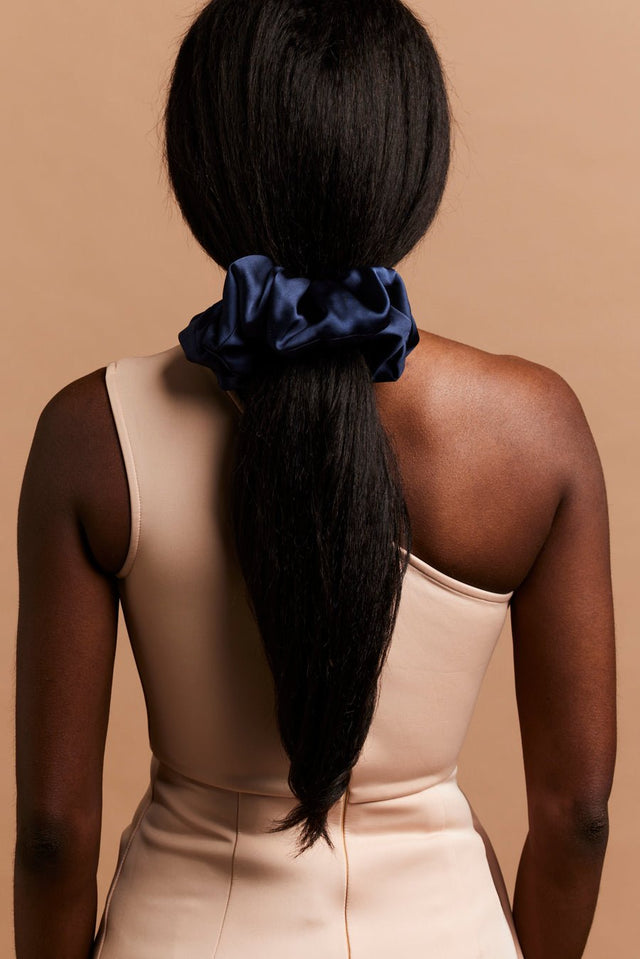 Chouchou - MAXI CHOUCHOU SOIE - BLEU MARINE - Indira de paris