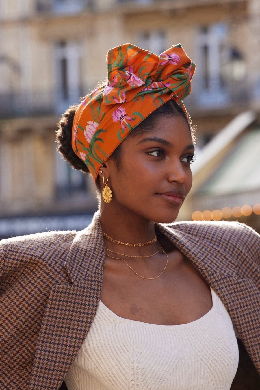Bandeau cheveux femme fil métal - MINI FLEXBAND INDRA ORANGE - Indira de paris