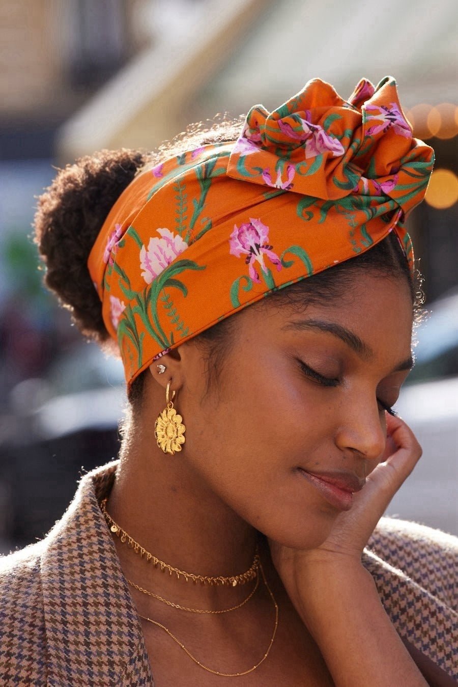Bandeau cheveux femme fil métal - MINI FLEXBAND INDRA ORANGE - Indira de paris