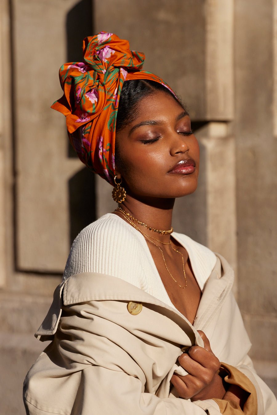 Turbans femme fil métal - NEW AFRICAINE INDRA ORANGE - Indira de paris