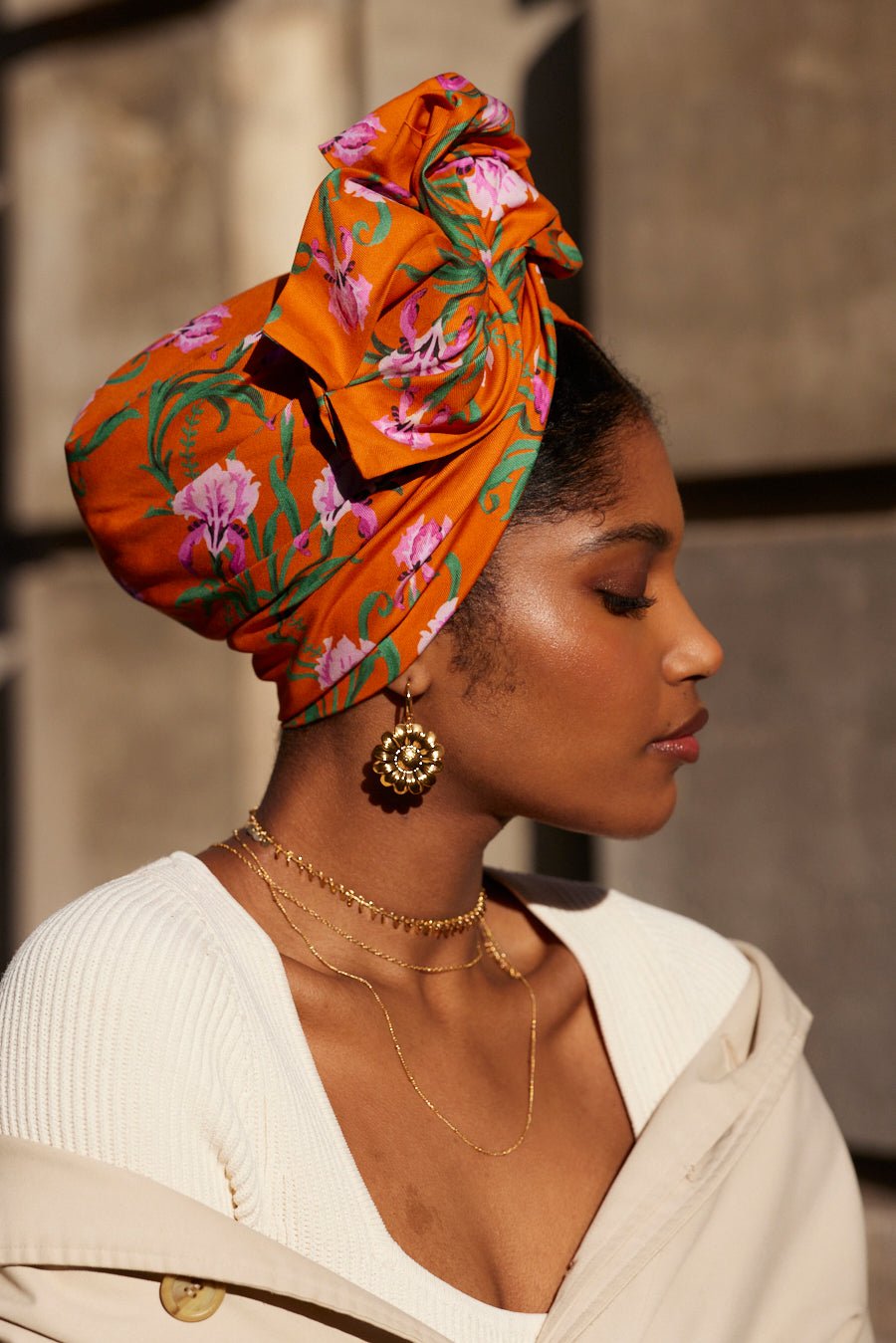 Turbans femme fil métal - NEW AFRICAINE INDRA ORANGE - Indira de paris