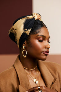 Foulard cheveux femme - PARISIENNE HORTENSE BEIGE - Indira de paris