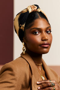 Foulard cheveux femme - PARISIENNE HORTENSE BEIGE - Indira de paris