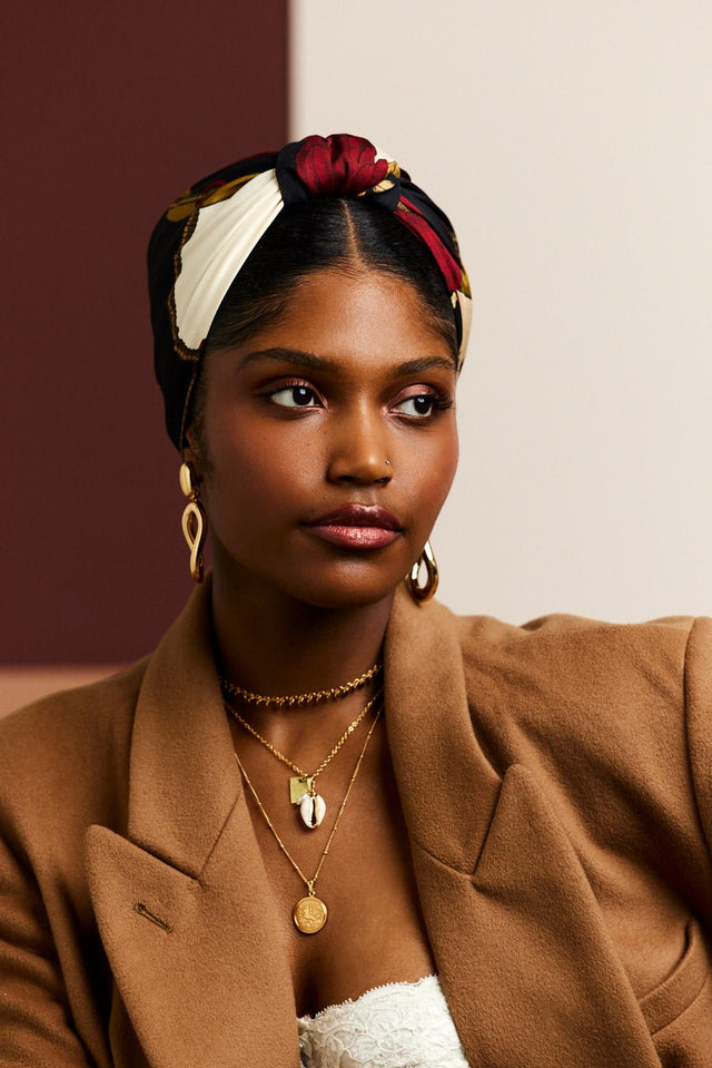 Foulard cheveux femme - PARISIENNE HORTENSE ROUGE - Indira de paris