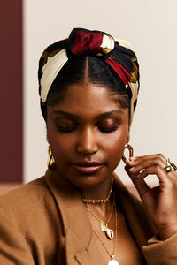 Foulard cheveux femme - PARISIENNE HORTENSE ROUGE - Indira de paris