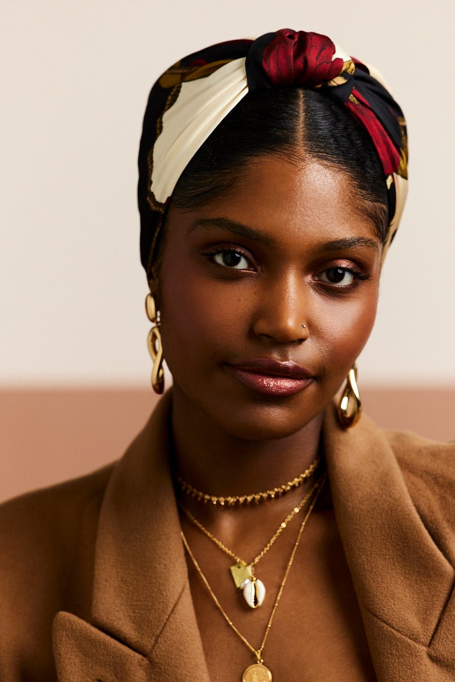 Foulard cheveux femme - PARISIENNE HORTENSE ROUGE - Indira de paris