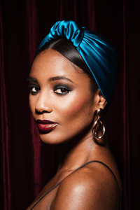 Foulard cheveux femme - PARISIENNE SOIE - BLEU CANARD - Indira de paris