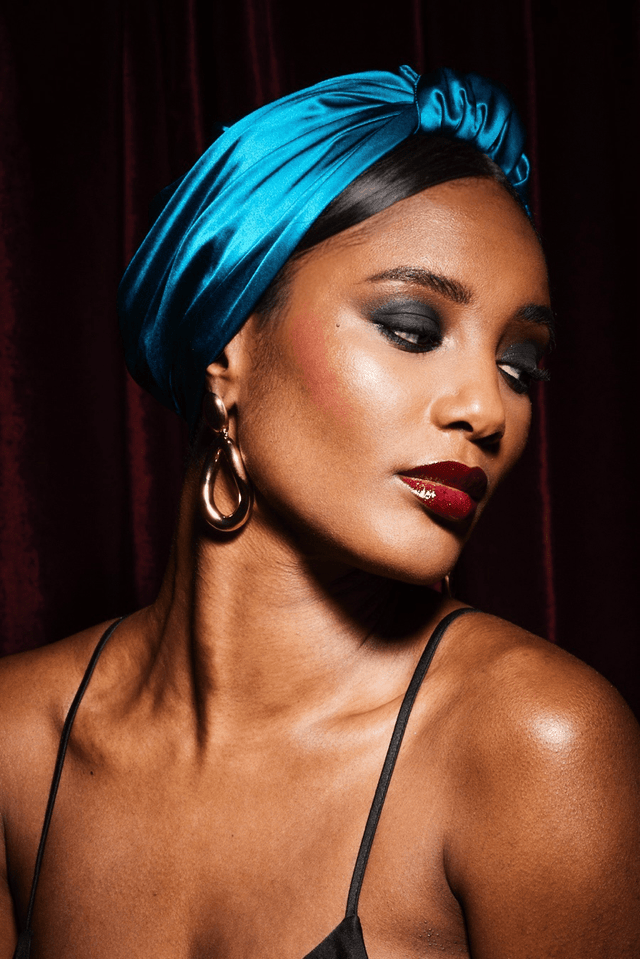 Foulard cheveux femme - PARISIENNE SOIE - BLEU CANARD - Indira de paris