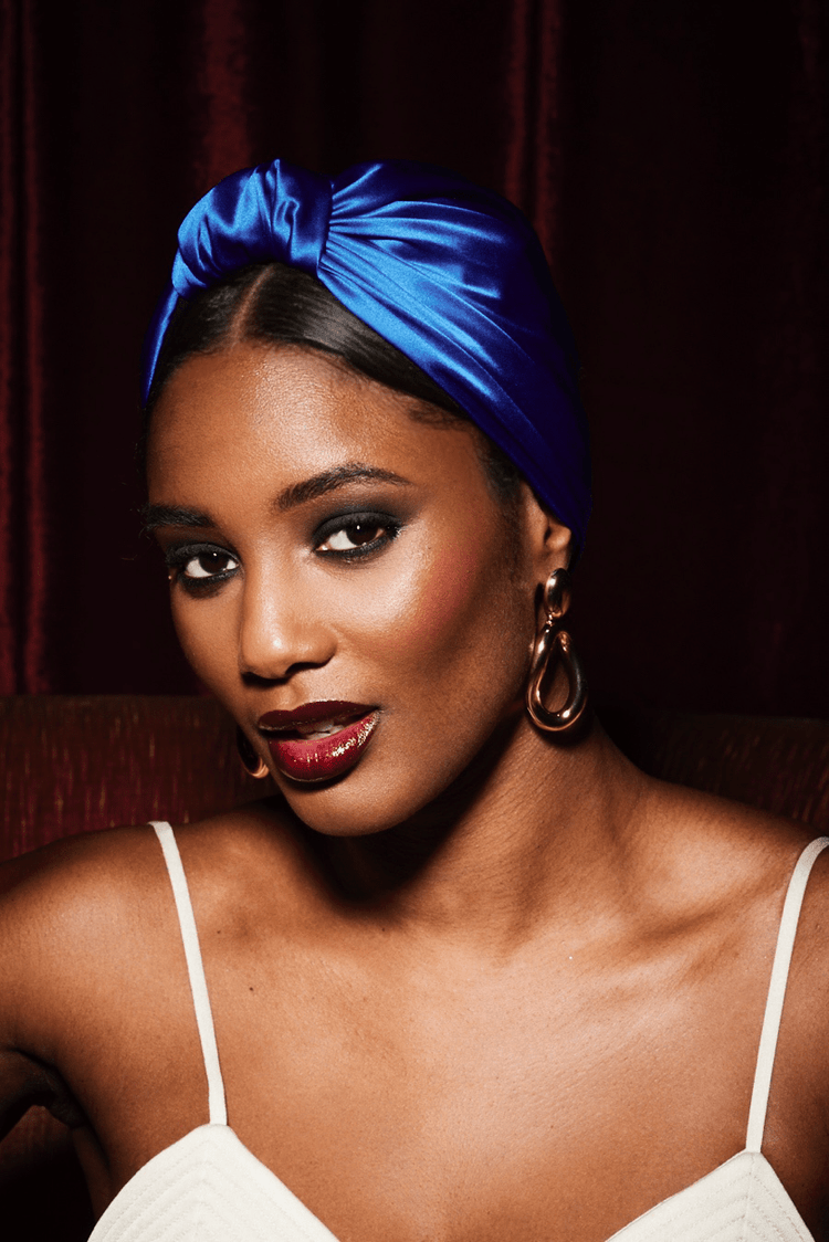 Foulard cheveux femme - PARISIENNE SOIE - BLEU ELECTRIQUE - Indira de paris